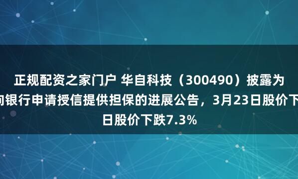 正规配资之家门户 华自科技（300490）披露为子公司向银行申请授信提供担保的进展公告，3月23日股价下跌7.3%